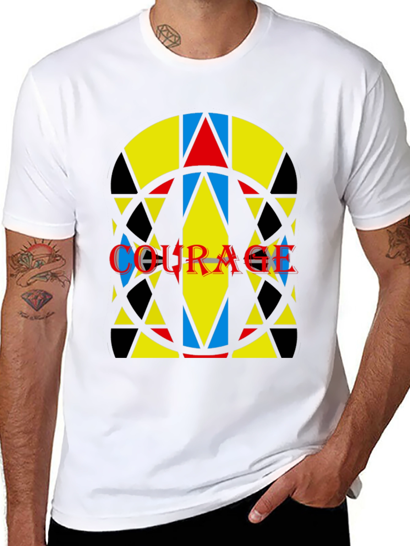 Courage Graphic Tee - Abstract Geometric Design