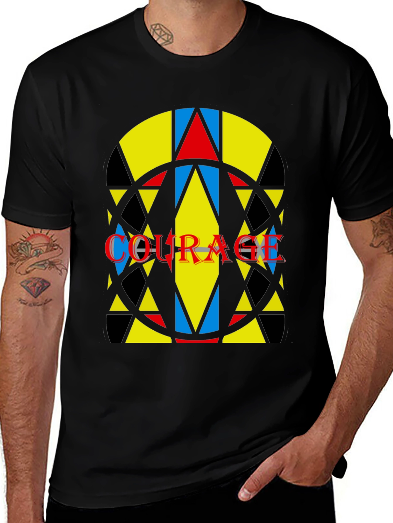 Courage Graphic Tee - Abstract Geometric Design