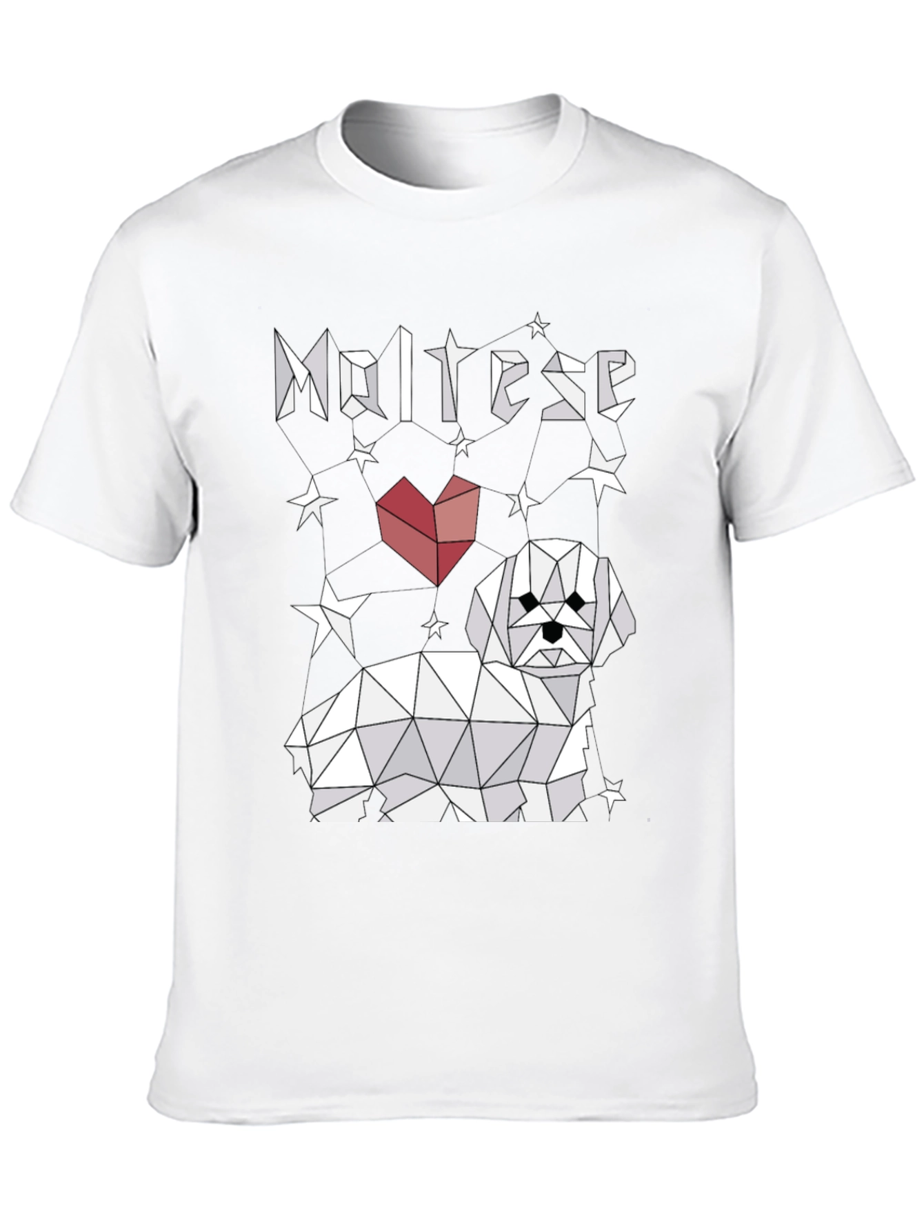 Geometric Maltese Heart T-Shirt – Cute Dog Lover Graphic Tee