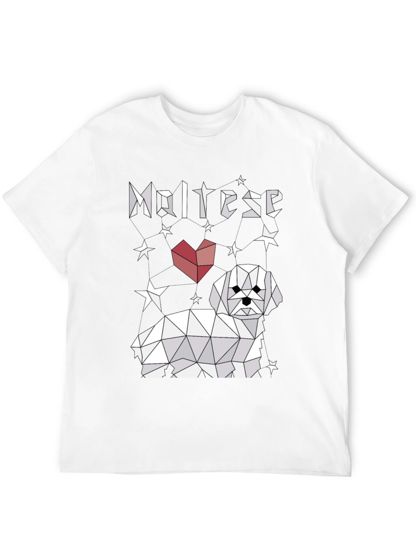Geometric Maltese Heart T-Shirt – Cute Dog Lover Graphic Tee