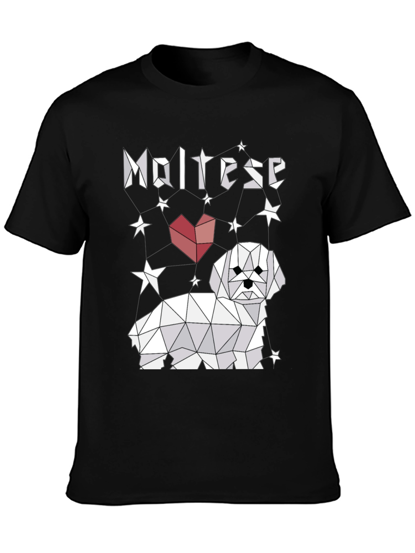 Geometric Maltese Heart T-Shirt – Cute Dog Lover Graphic Tee