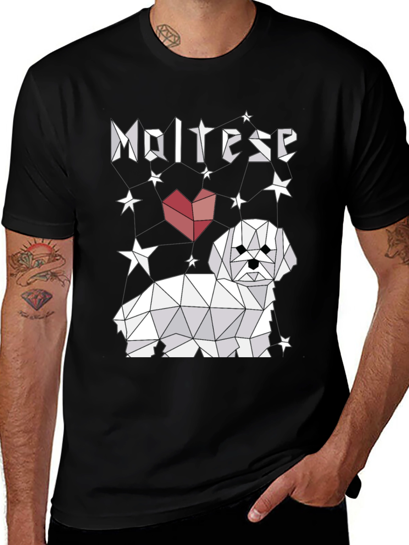 Geometric Maltese Heart T-Shirt – Cute Dog Lover Graphic Tee