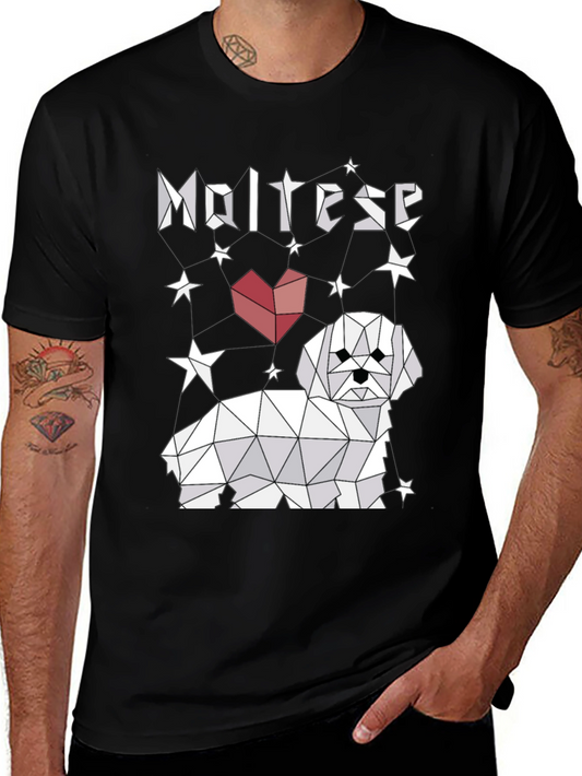 Geometric Maltese Heart T-Shirt – Cute Dog Lover Graphic Tee