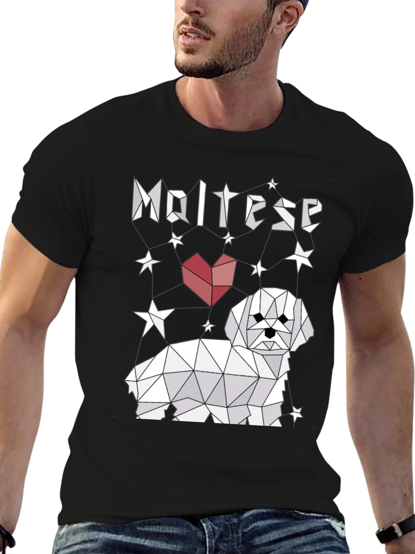 Geometric Maltese Heart T-Shirt – Cute Dog Lover Graphic Tee