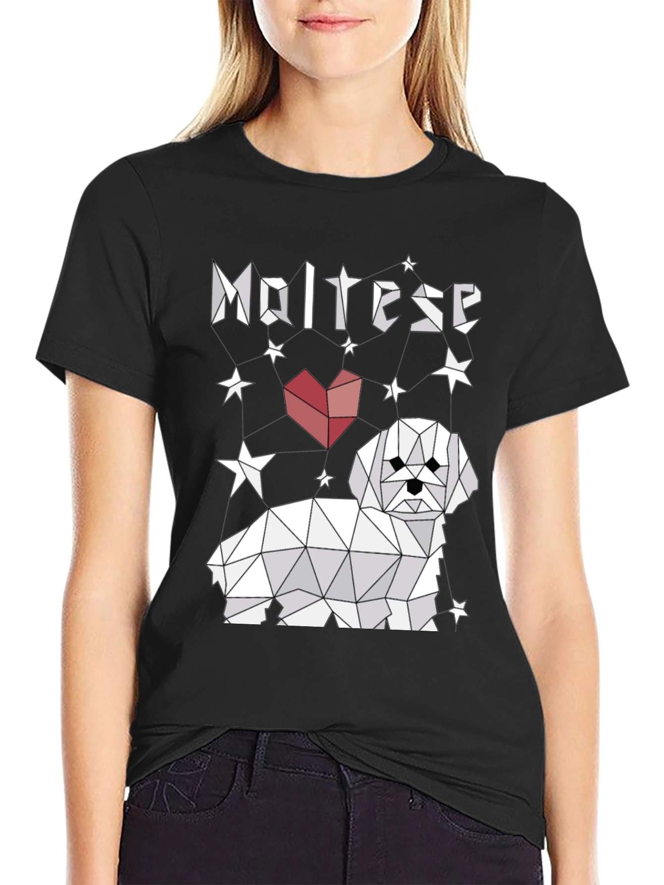 Geometric Maltese Heart T-Shirt – Cute Dog Lover Graphic Tee
