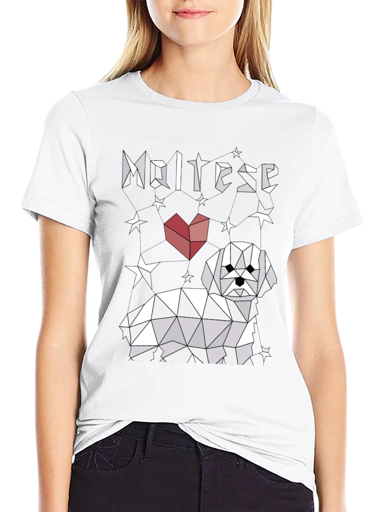 Geometric Maltese Heart T-Shirt – Cute Dog Lover Graphic Tee