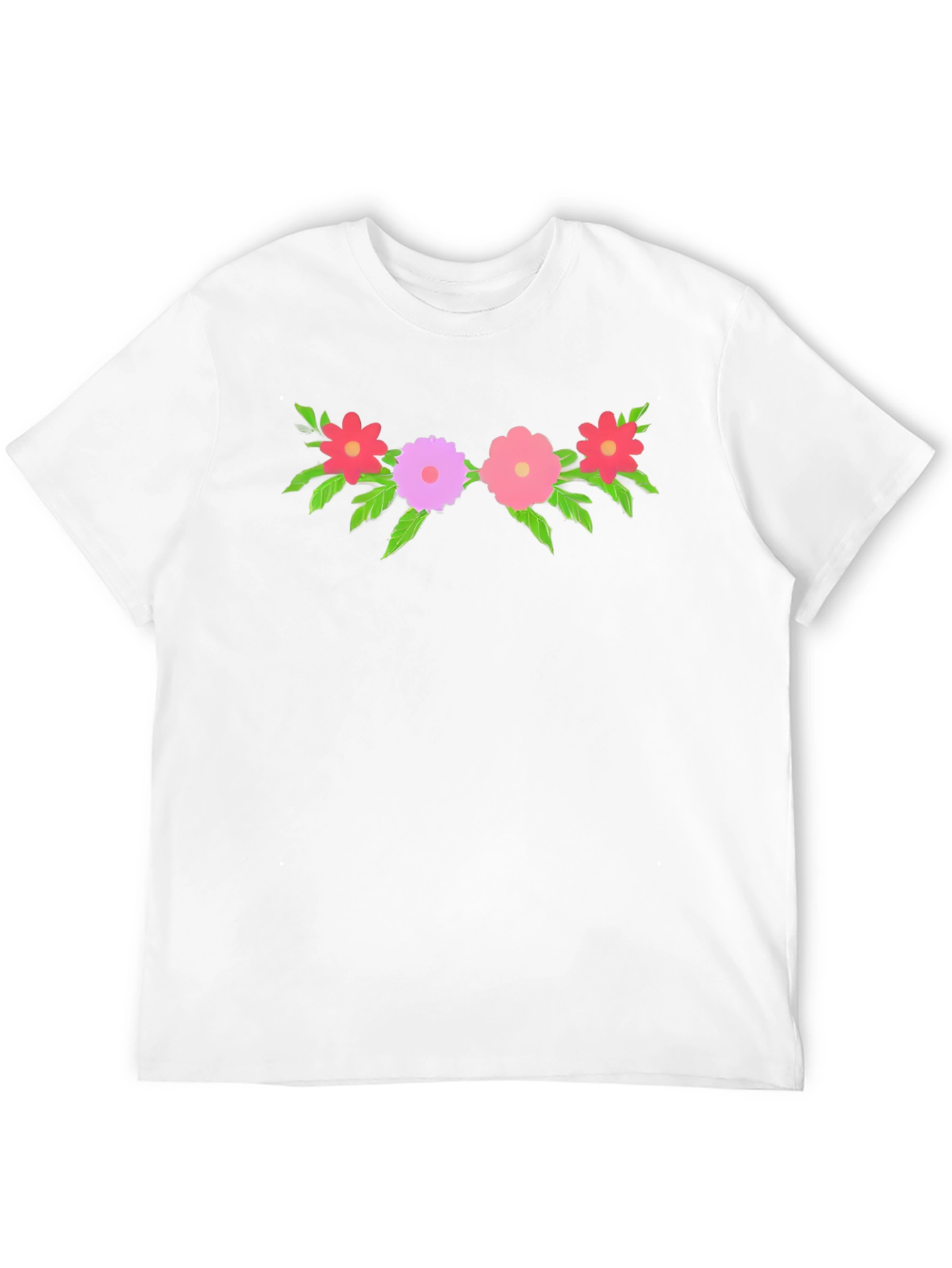 Floral Graphic Tee - Black Crew Neck T-Shirt