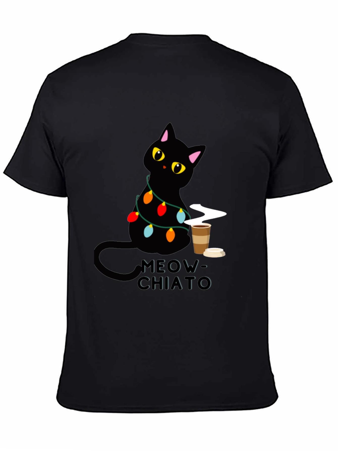 Meow-Chiato Black Cat Coffee T-Shirt