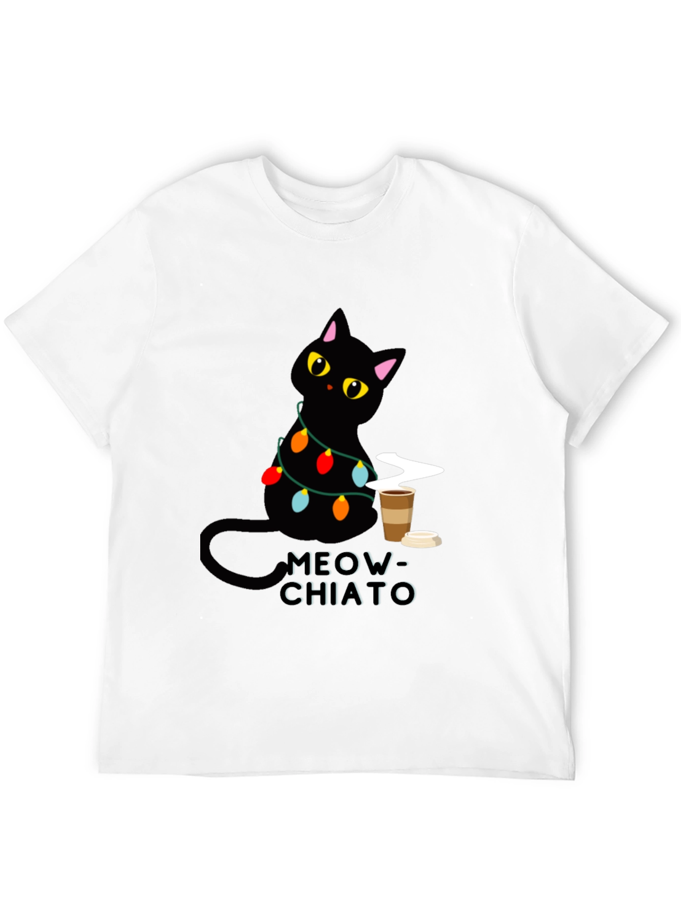 Meow-Chiato Black Cat Coffee T-Shirt