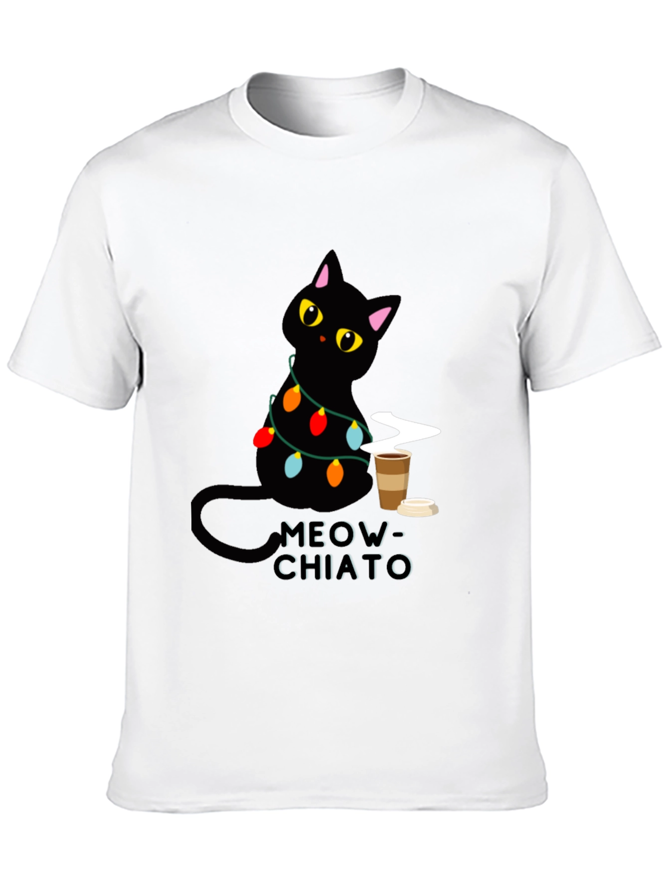 Meow-Chiato Black Cat Coffee T-Shirt