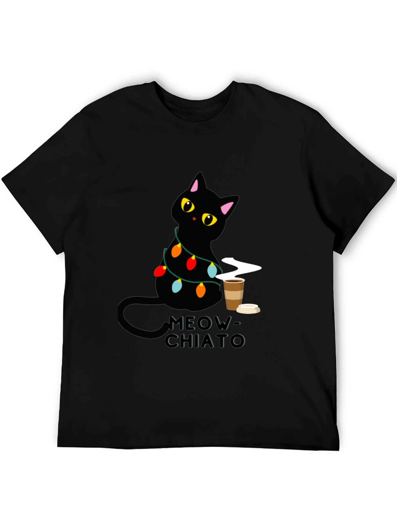 Meow-Chiato Black Cat Coffee T-Shirt