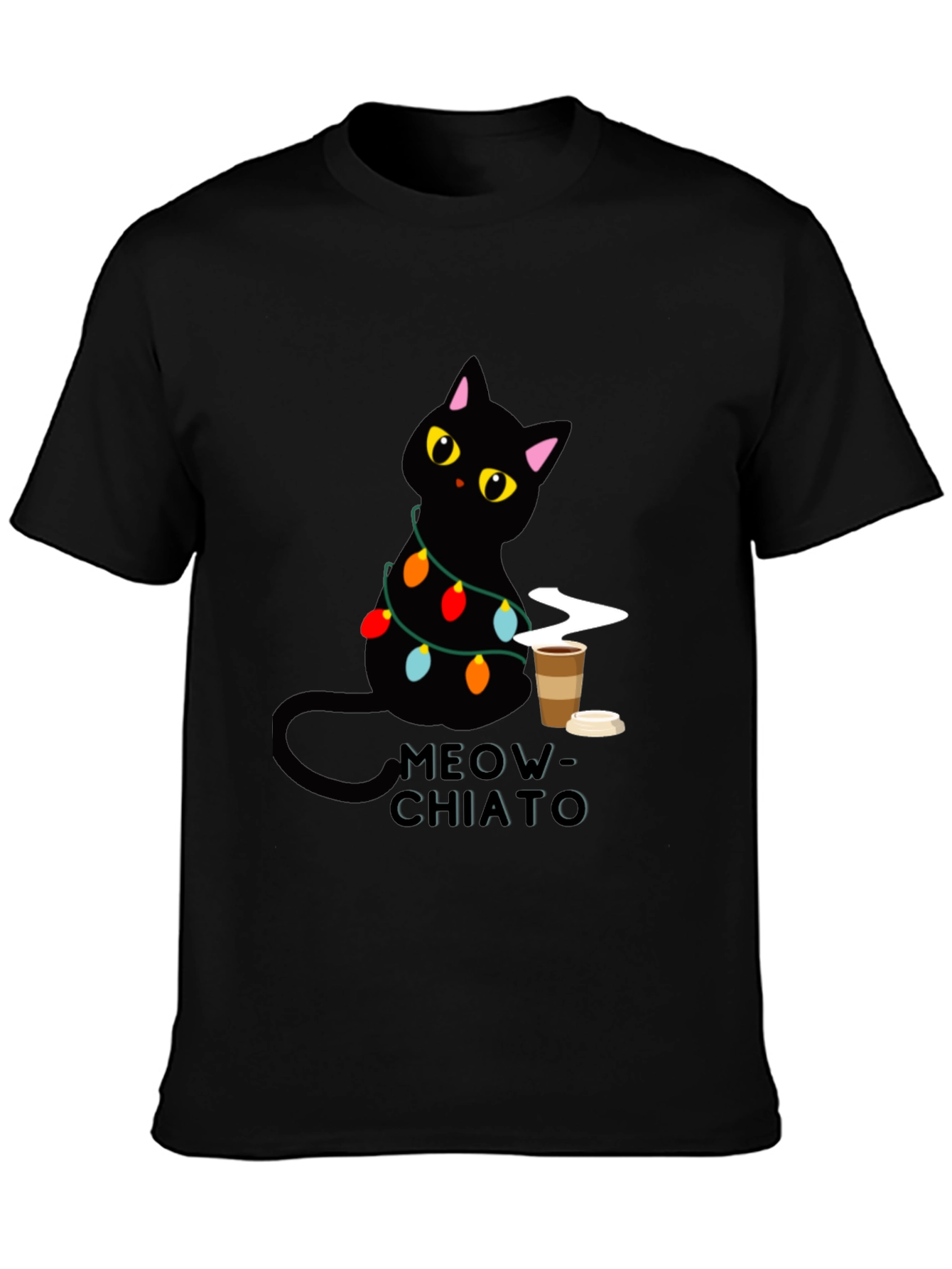 Meow-Chiato Black Cat Coffee T-Shirt