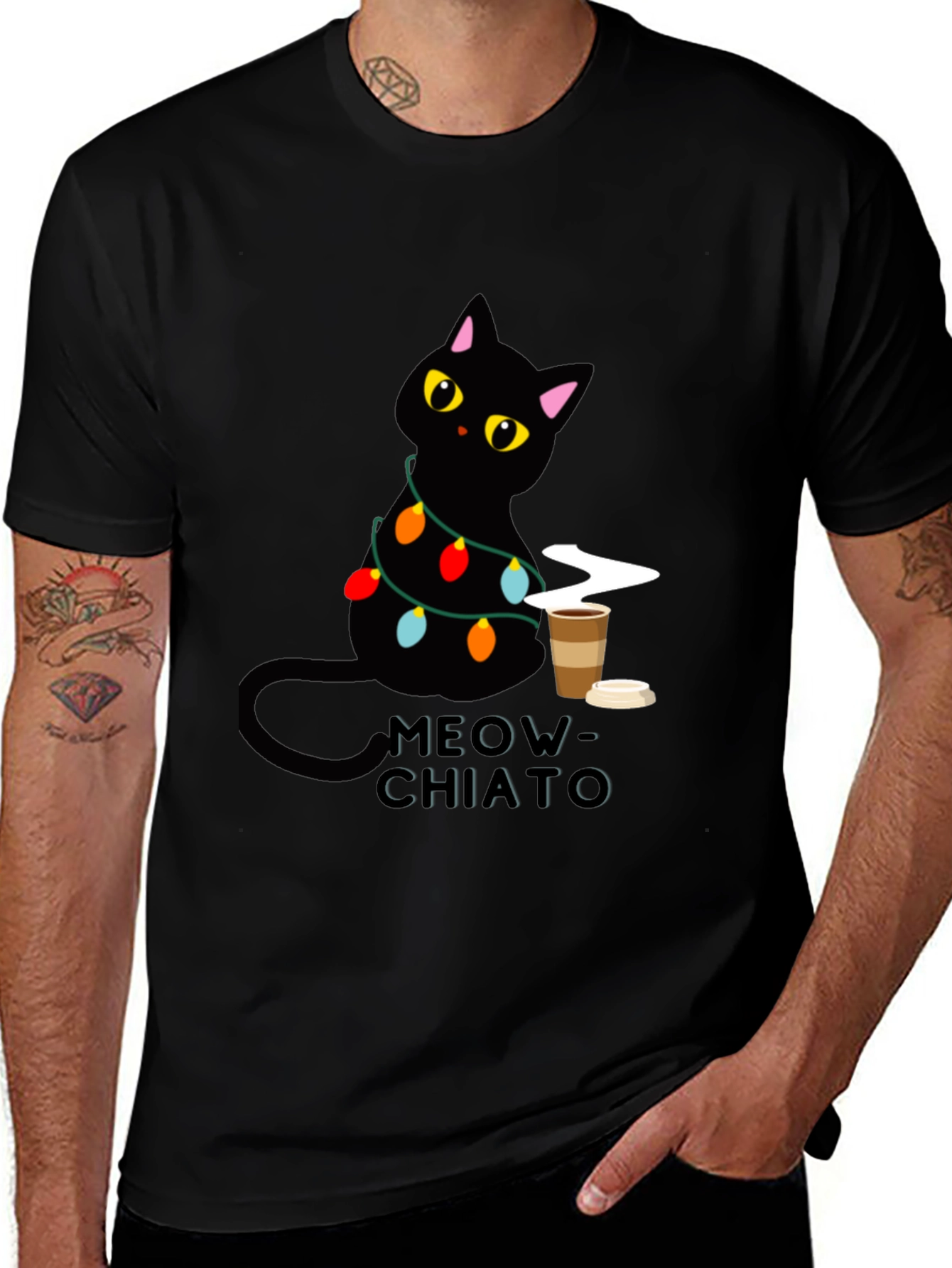 Meow-Chiato Black Cat Coffee T-Shirt