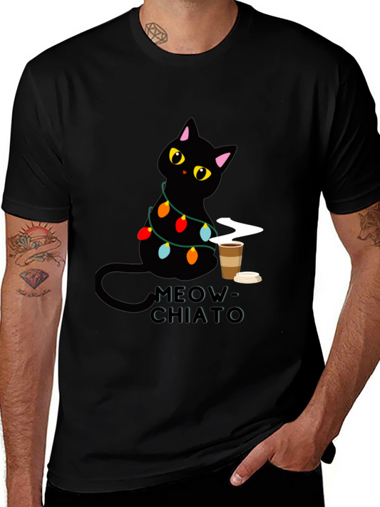 Meow-Chiato Black Cat Coffee T-Shirt