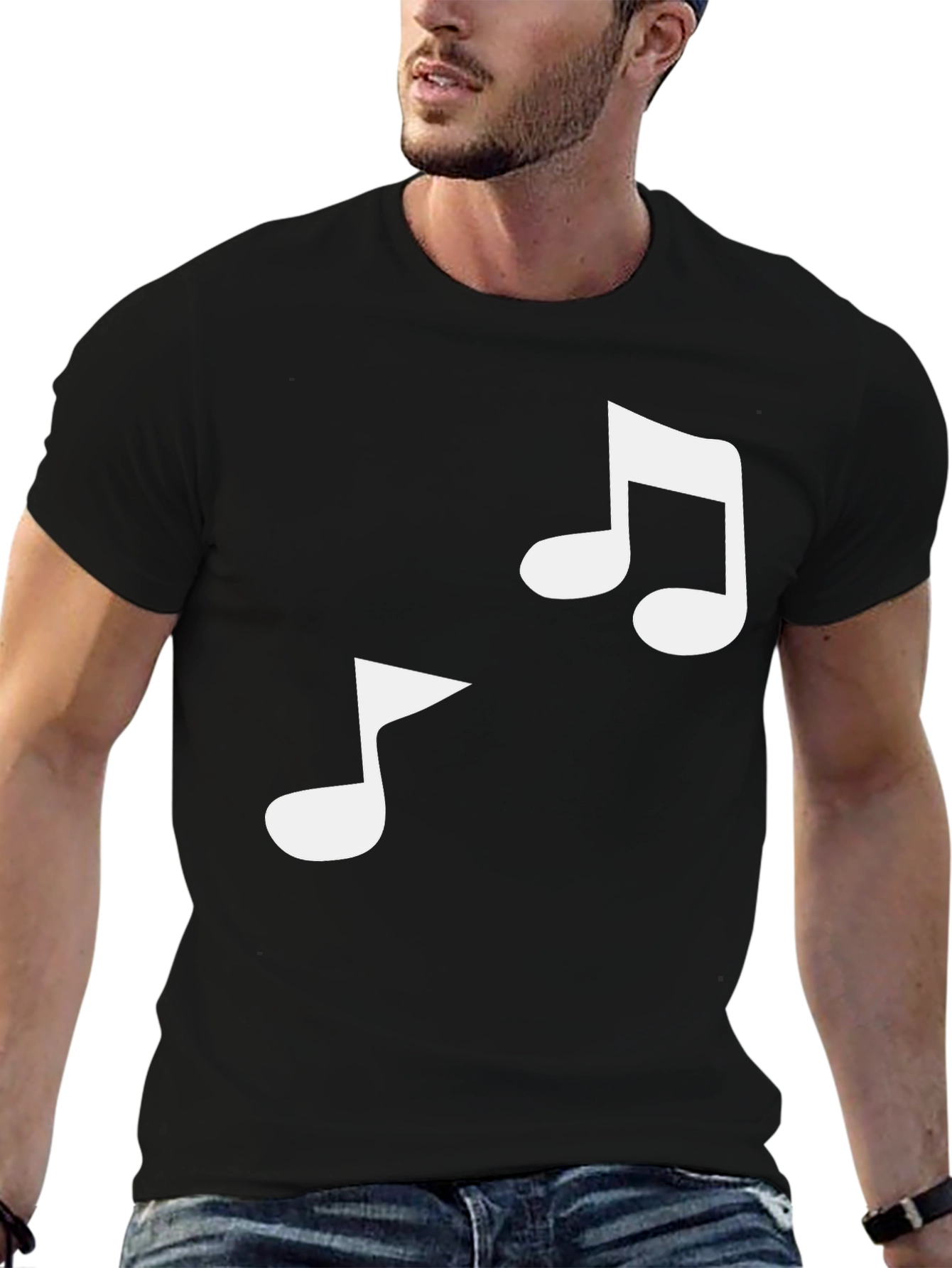 Music Note Graphic Black T-Shirt