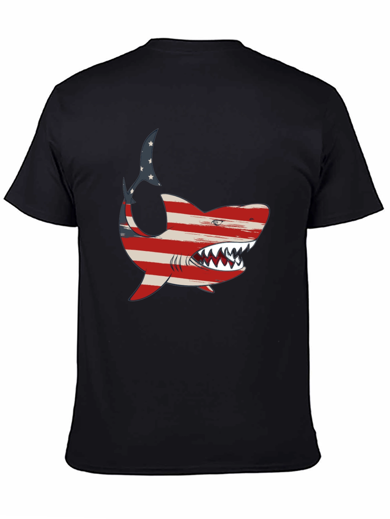 Patriotic Shark Graphic Tee - USA Flag Shark T-Shirt