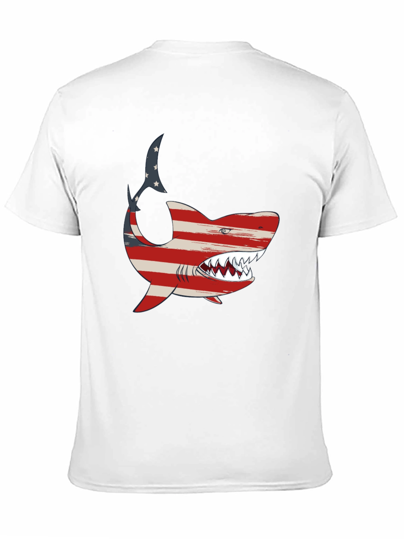 Patriotic Shark Graphic Tee - USA Flag Shark T-Shirt