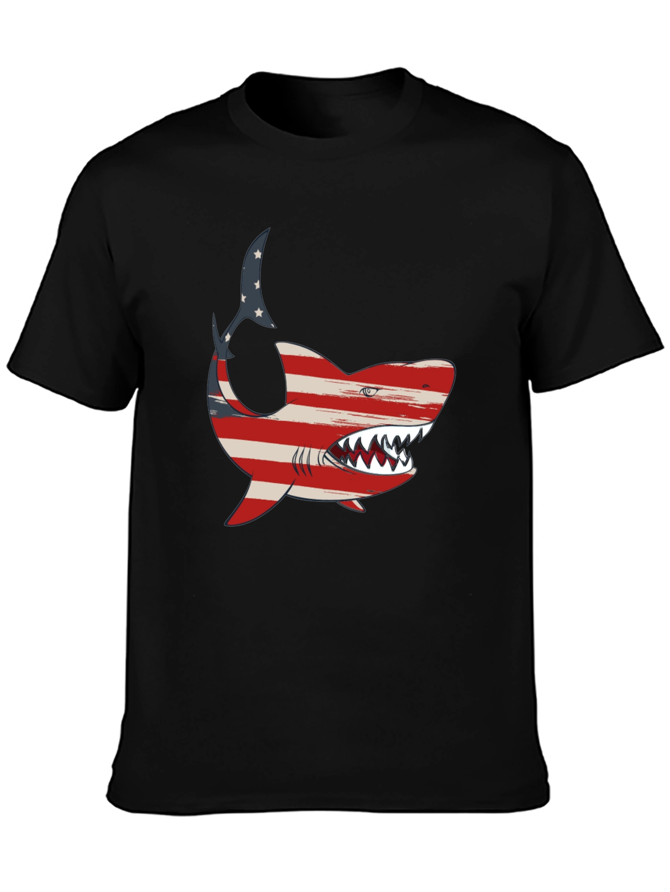 Patriotic Shark Graphic Tee - USA Flag Shark T-Shirt