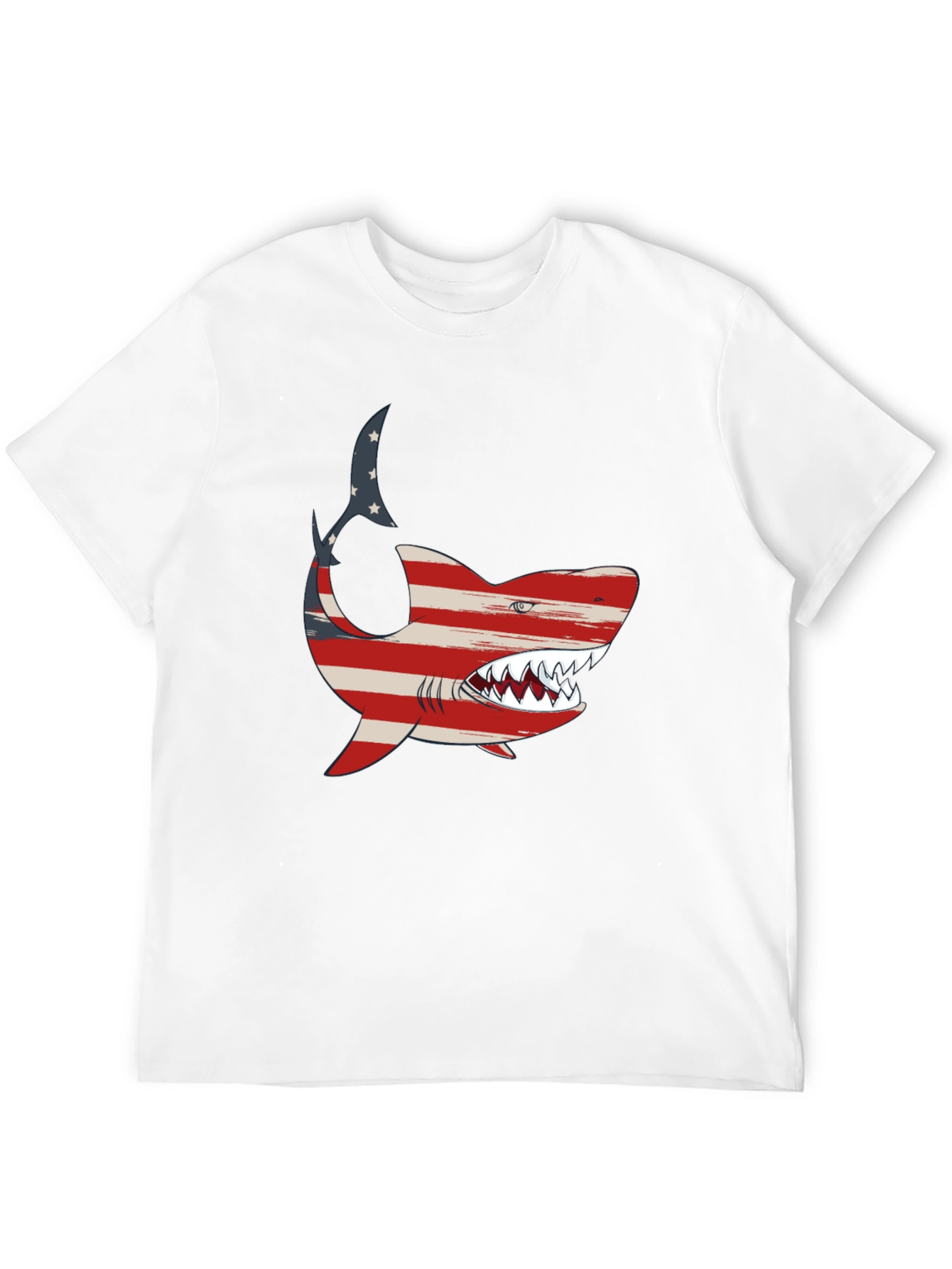 Patriotic Shark Graphic Tee - USA Flag Shark T-Shirt