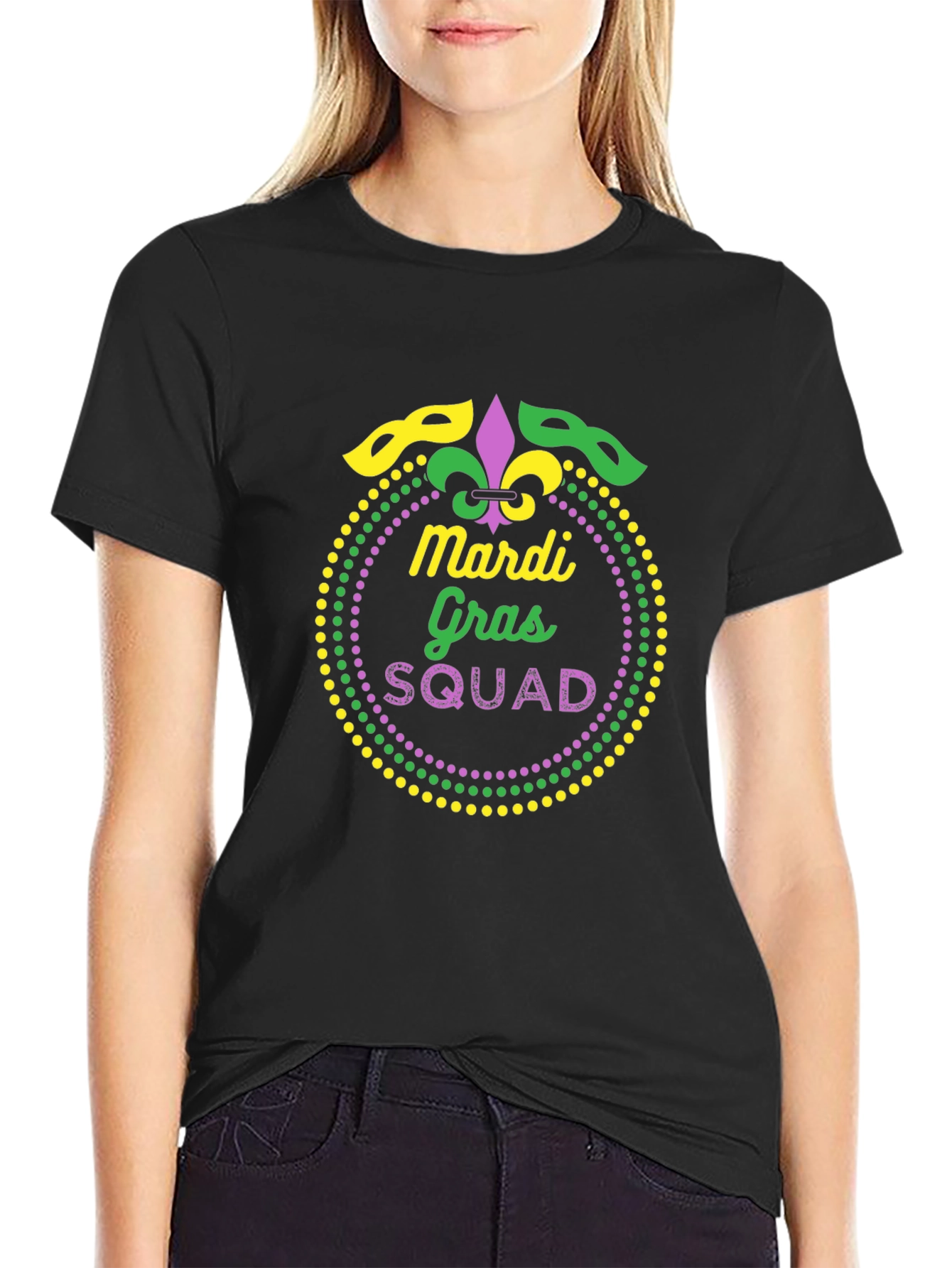 Mardi Gras Squad Graphic Tee - Black