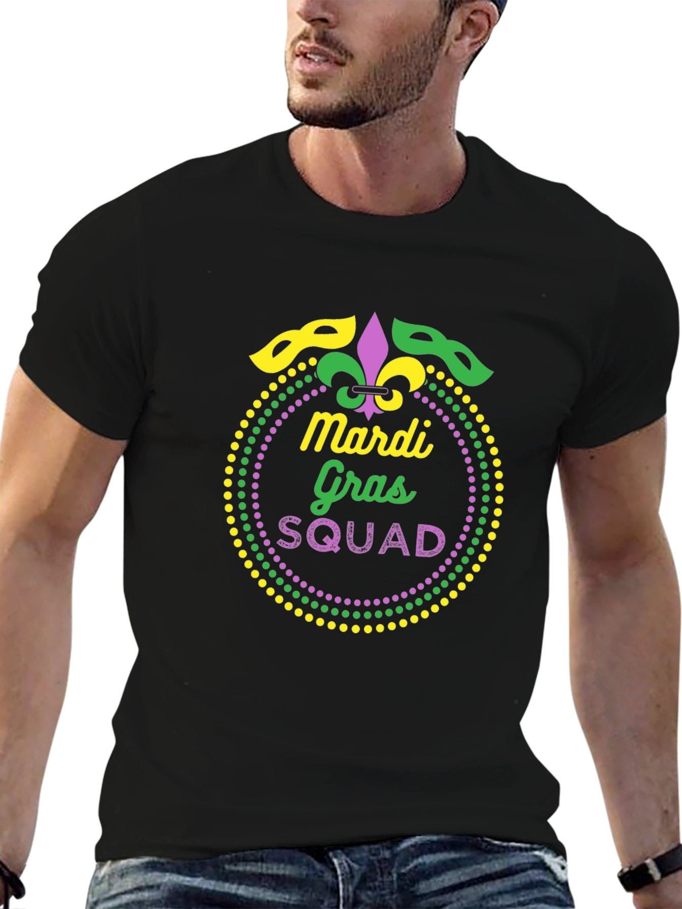 Mardi Gras Squad Graphic Tee - Black