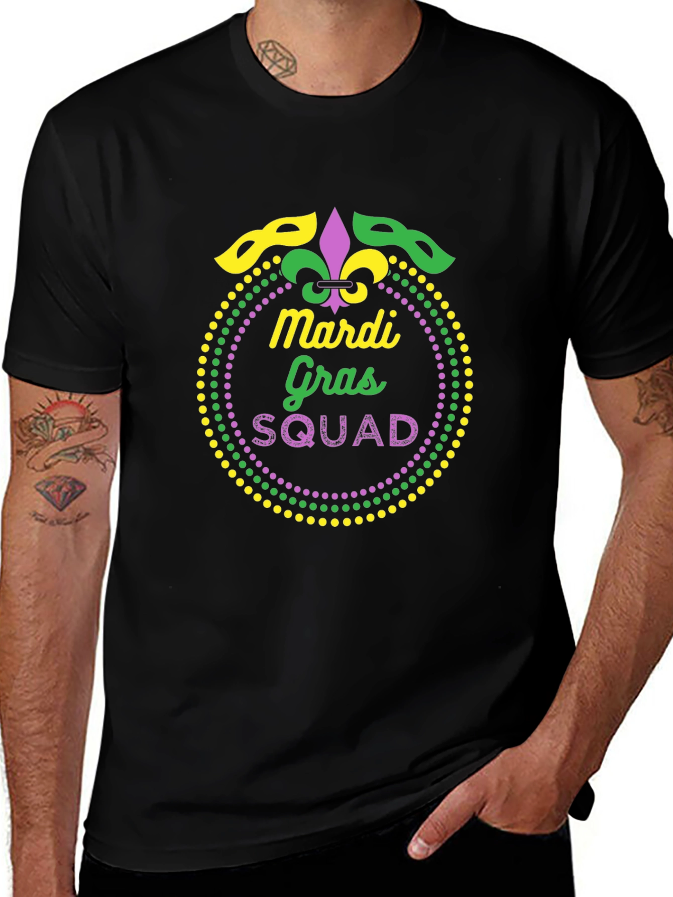 Mardi Gras Squad Graphic Tee - Black