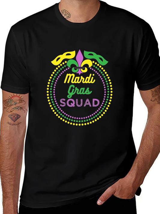 Mardi Gras Squad Graphic Tee - Black