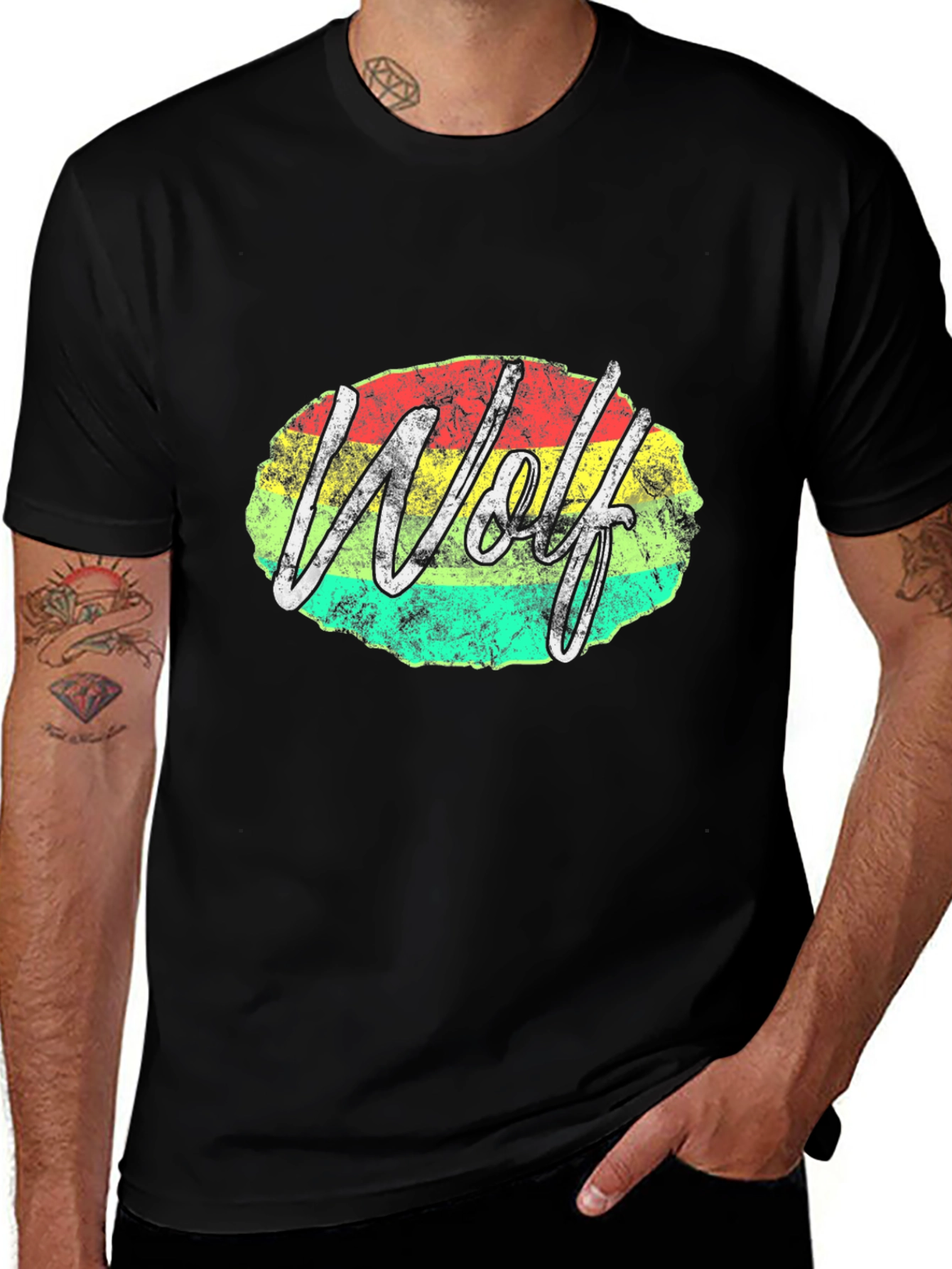 Wolf Rasta Graphic Tee - Mens Black T-Shirt