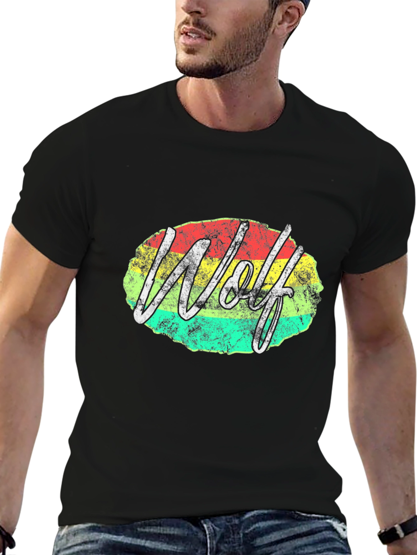 Wolf Rasta Graphic Tee - Mens Black T-Shirt