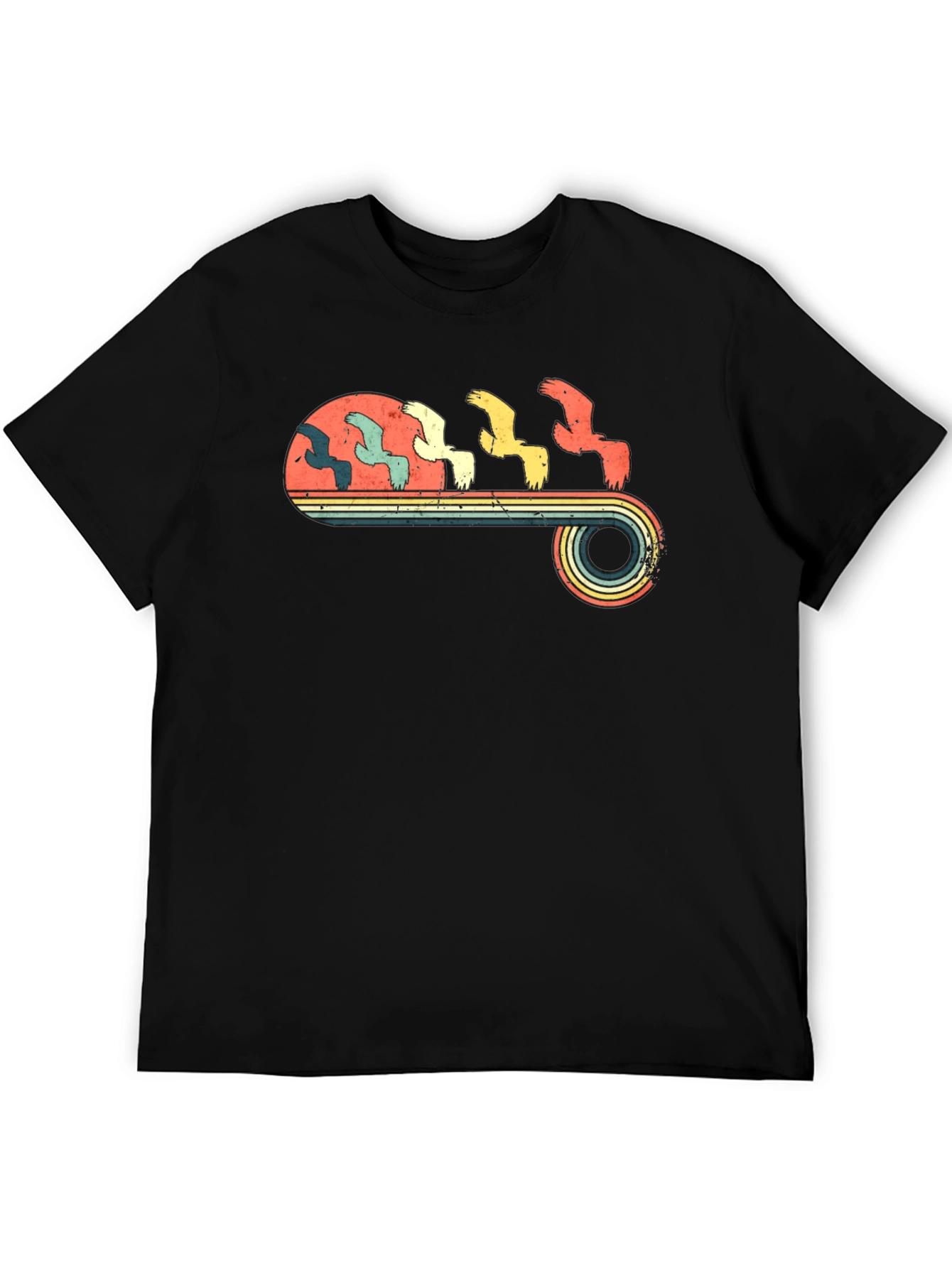 Retro Birds Graphic Tee - Black T-Shirt