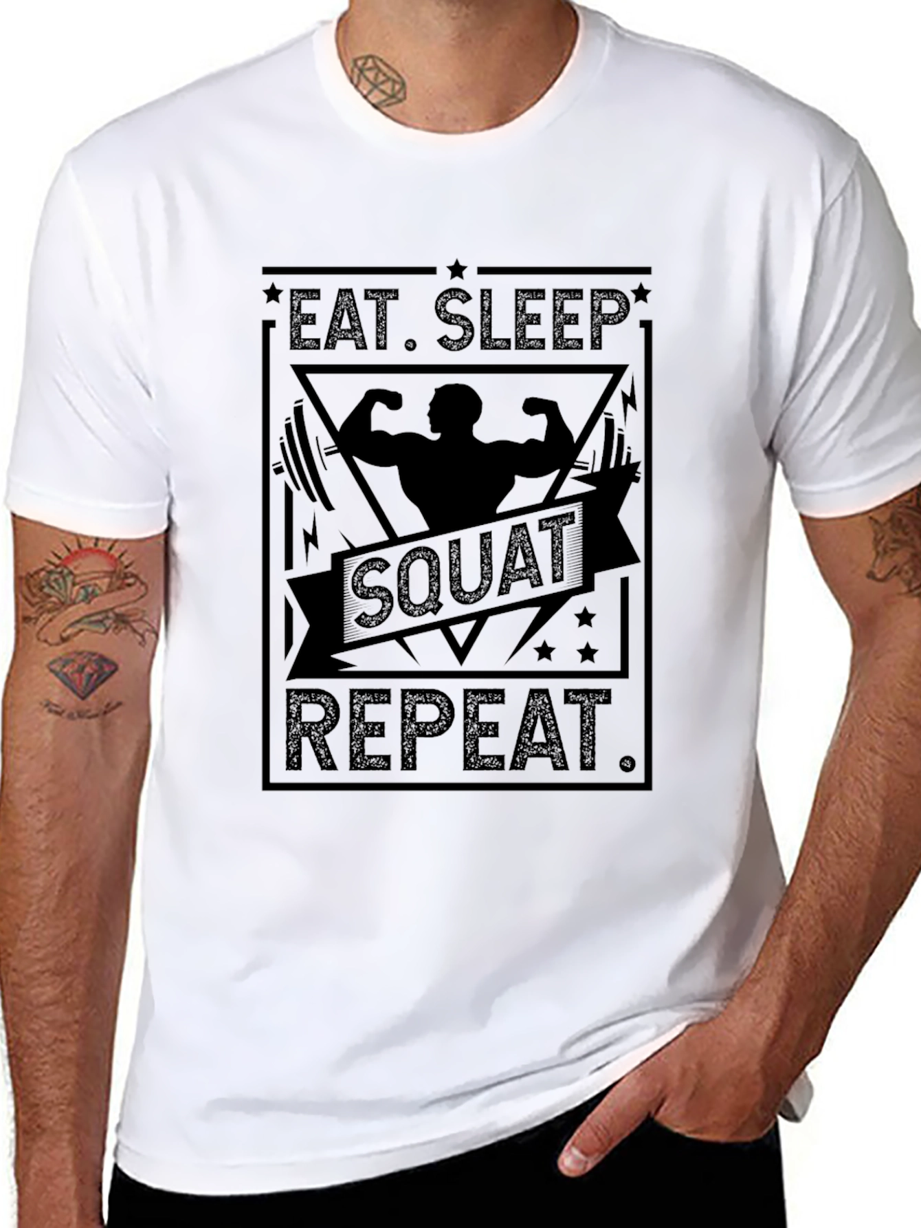 Eat Sleep Squat Repeat Black T-Shirt