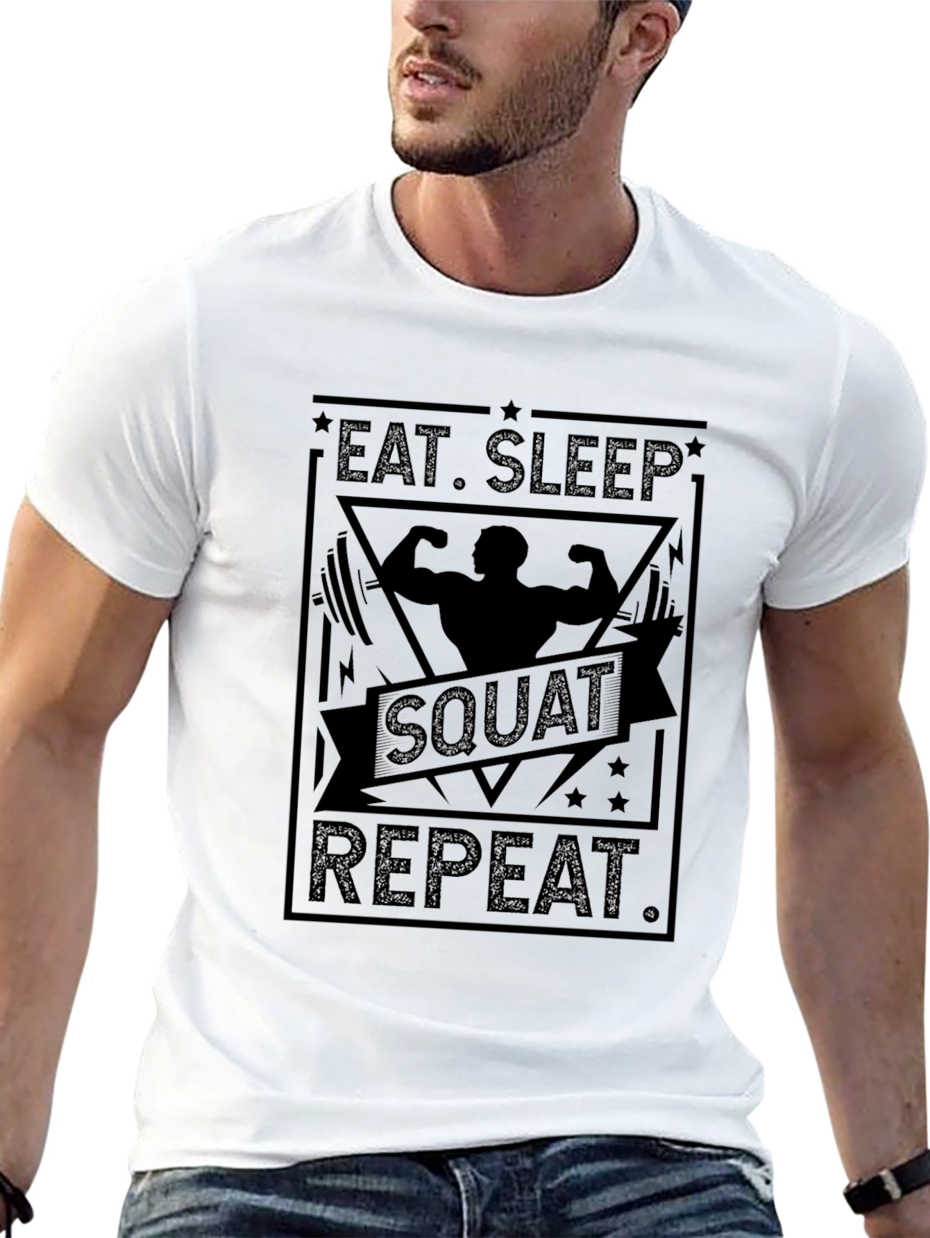 Eat Sleep Squat Repeat Black T-Shirt