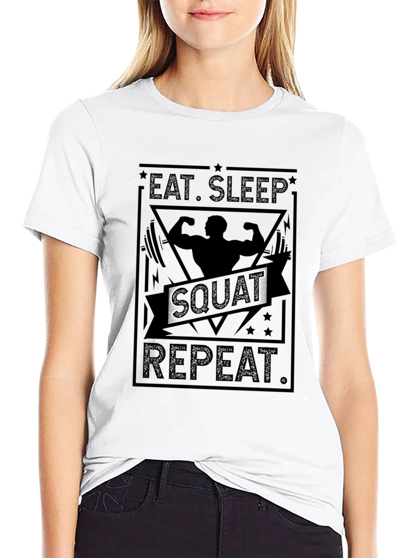 Eat Sleep Squat Repeat Black T-Shirt