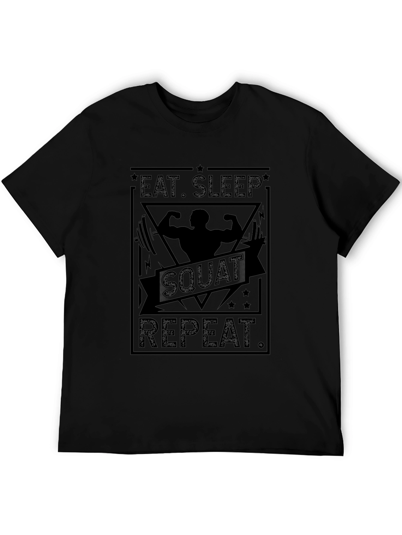 Eat Sleep Squat Repeat Black T-Shirt