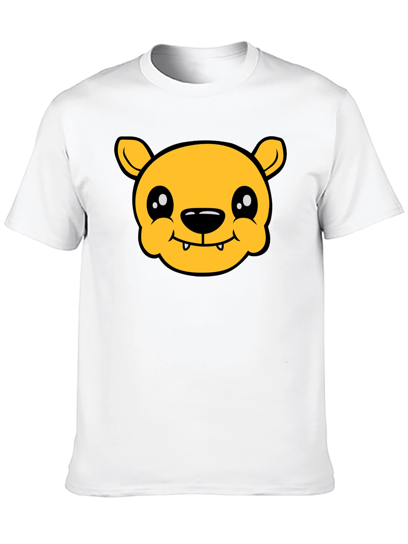 Cute Cartoon Bear Graphic T-Shirt - Black Cotton Tee
