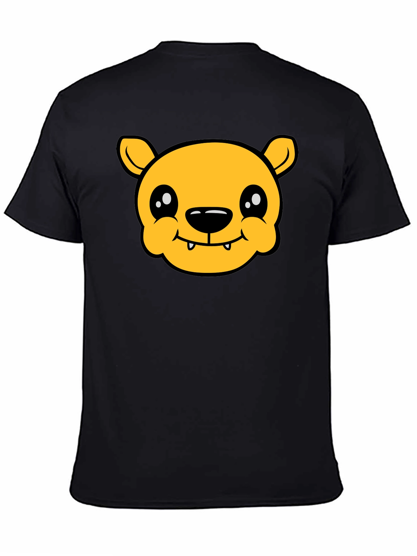Cute Cartoon Bear Graphic T-Shirt - Black Cotton Tee