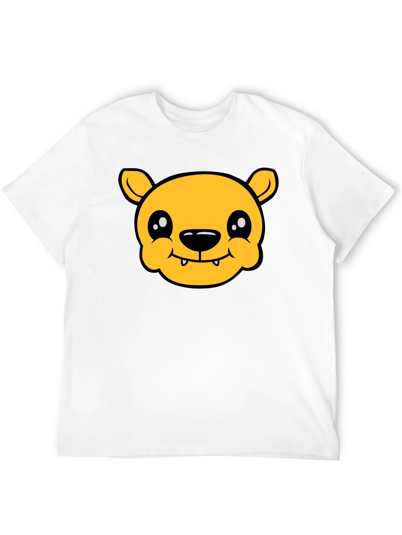 Cute Cartoon Bear Graphic T-Shirt - Black Cotton Tee