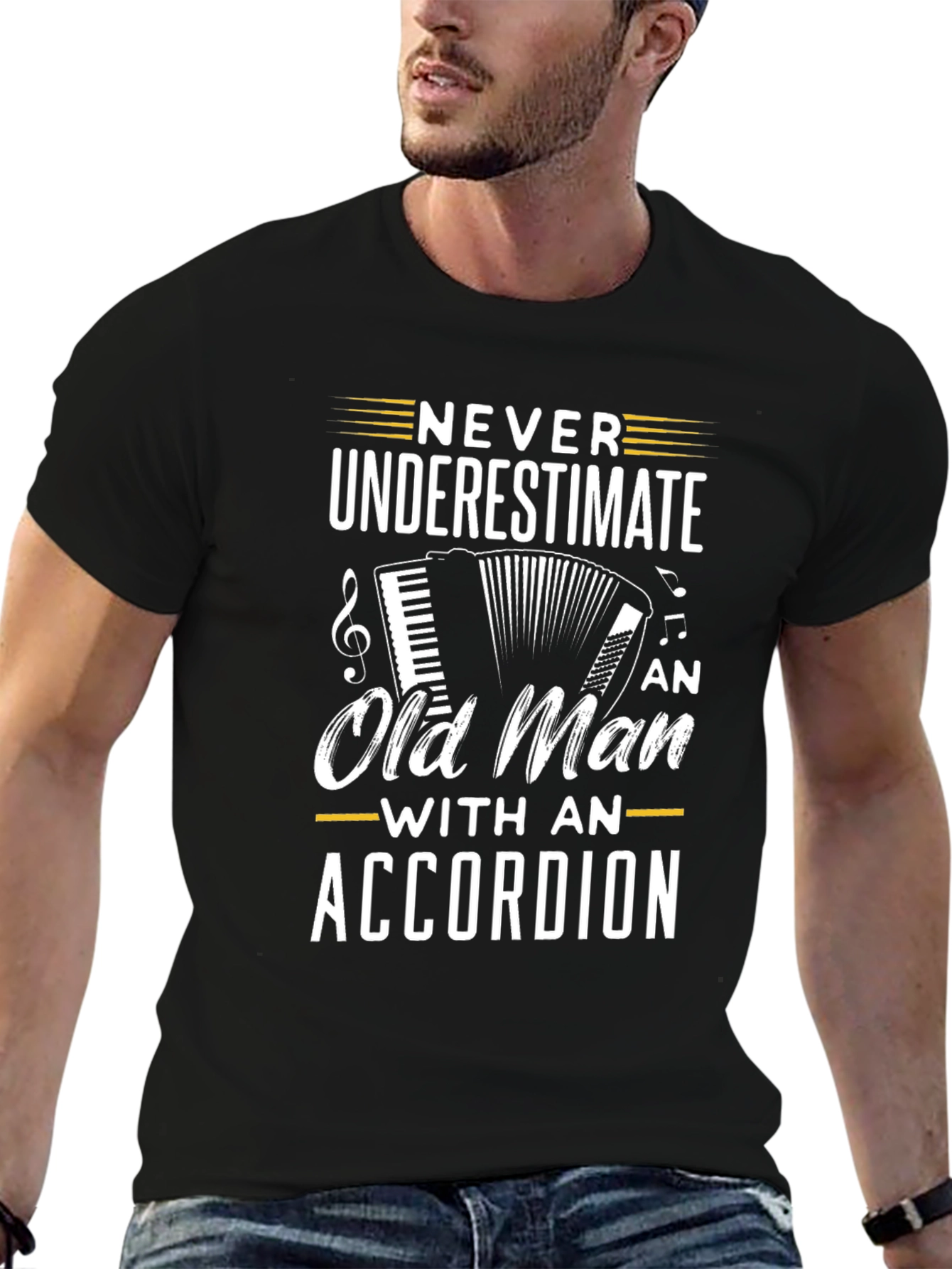 Never Underestimate Accordion Old Man T-Shirt