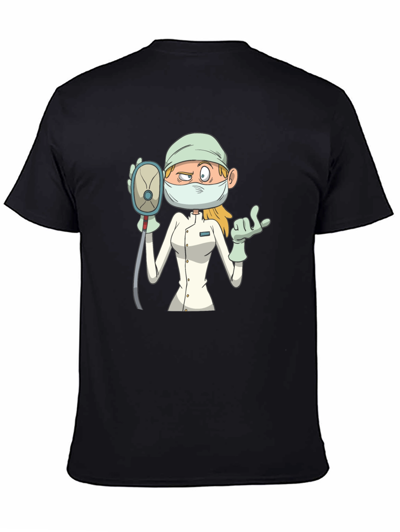 Cartoon Nurse T-Shirt - Unisex Black Tee