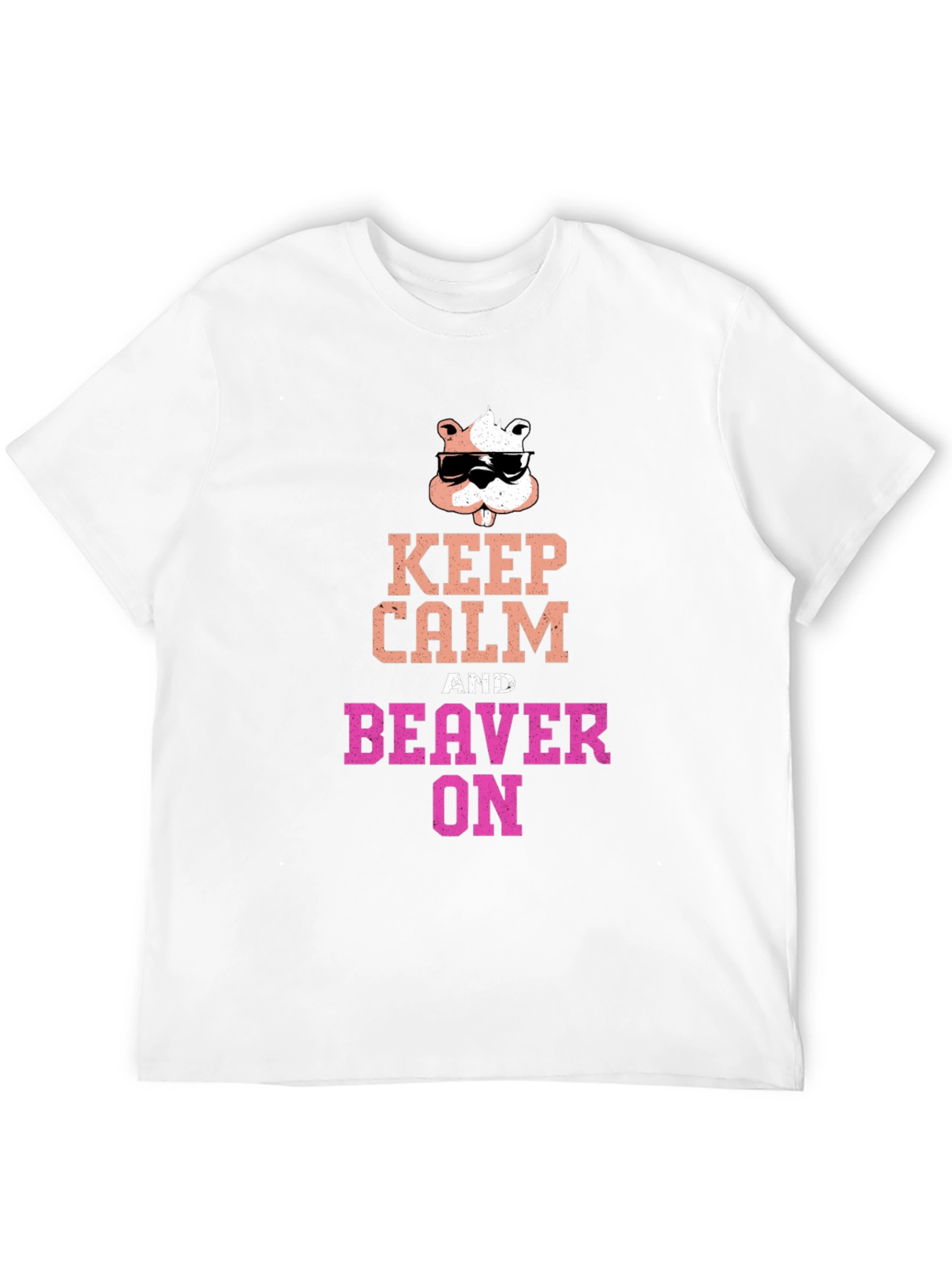 Keep Calm and Beaver On Black T-Shirt
