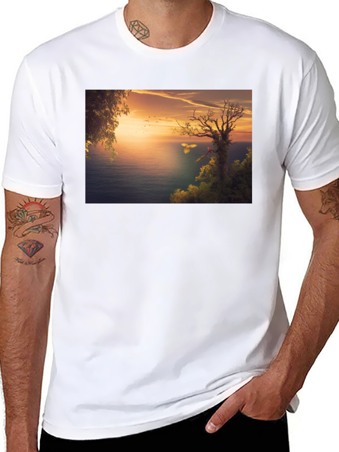 Sunset Seascape Graphic Tee - Black