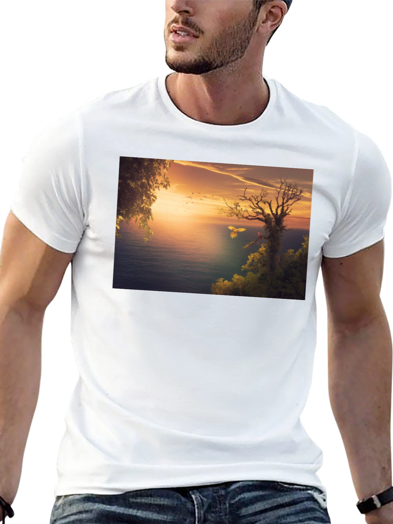 Sunset Seascape Graphic Tee - Black