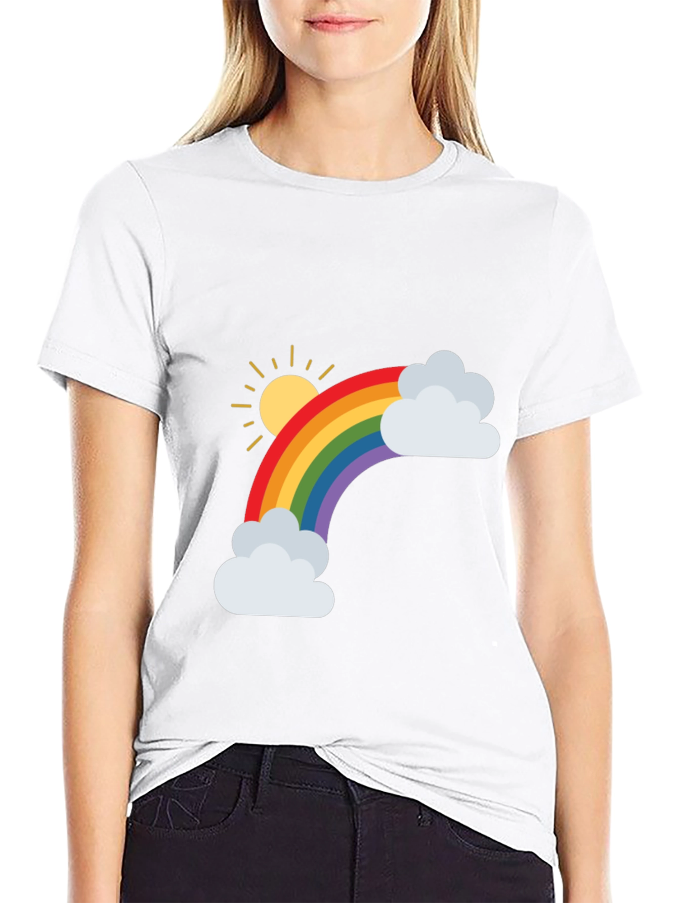 Rainbow Graphic Tee - Black Cotton Blend Shirt