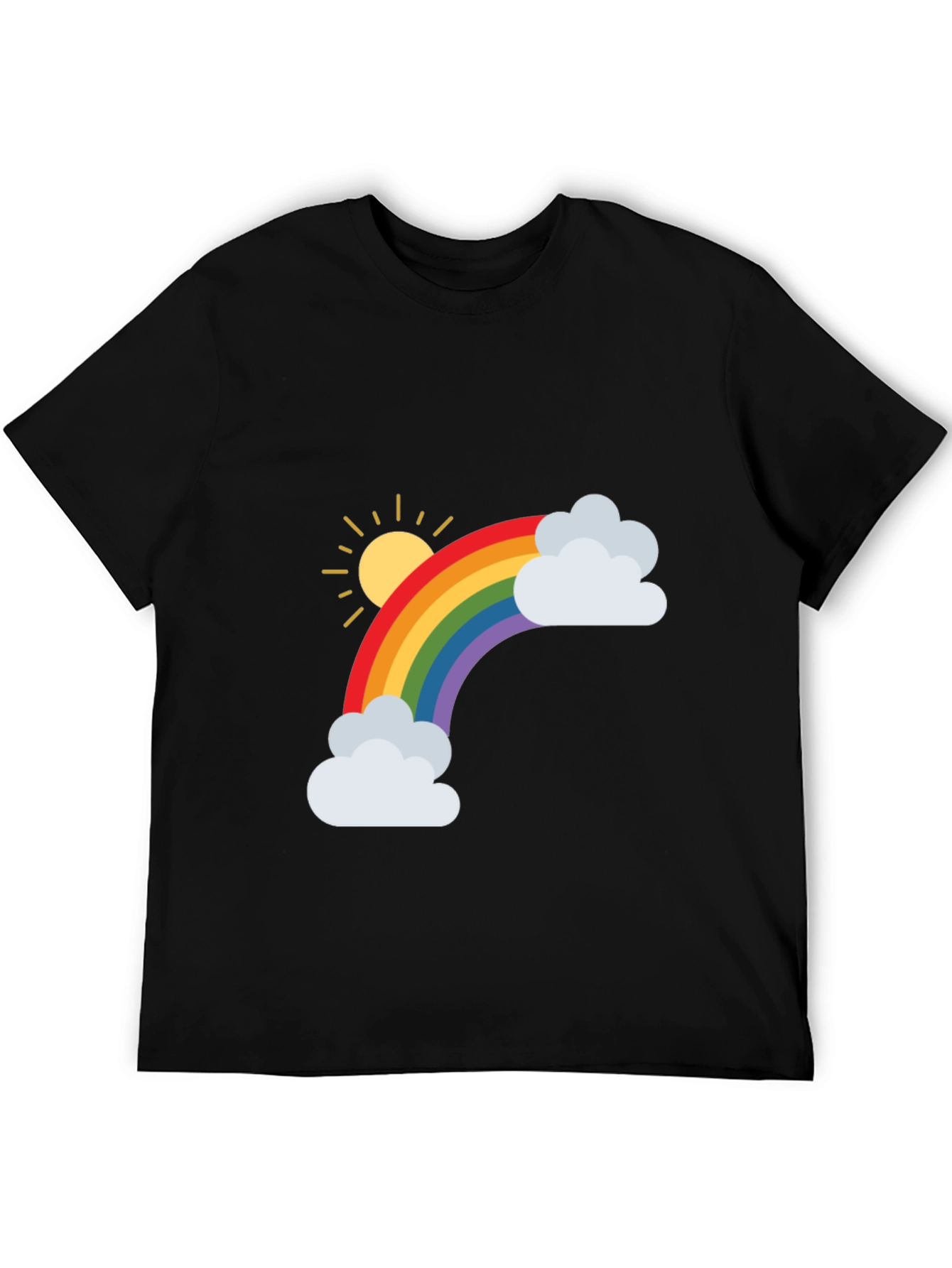 Rainbow Graphic Tee - Black Cotton Blend Shirt