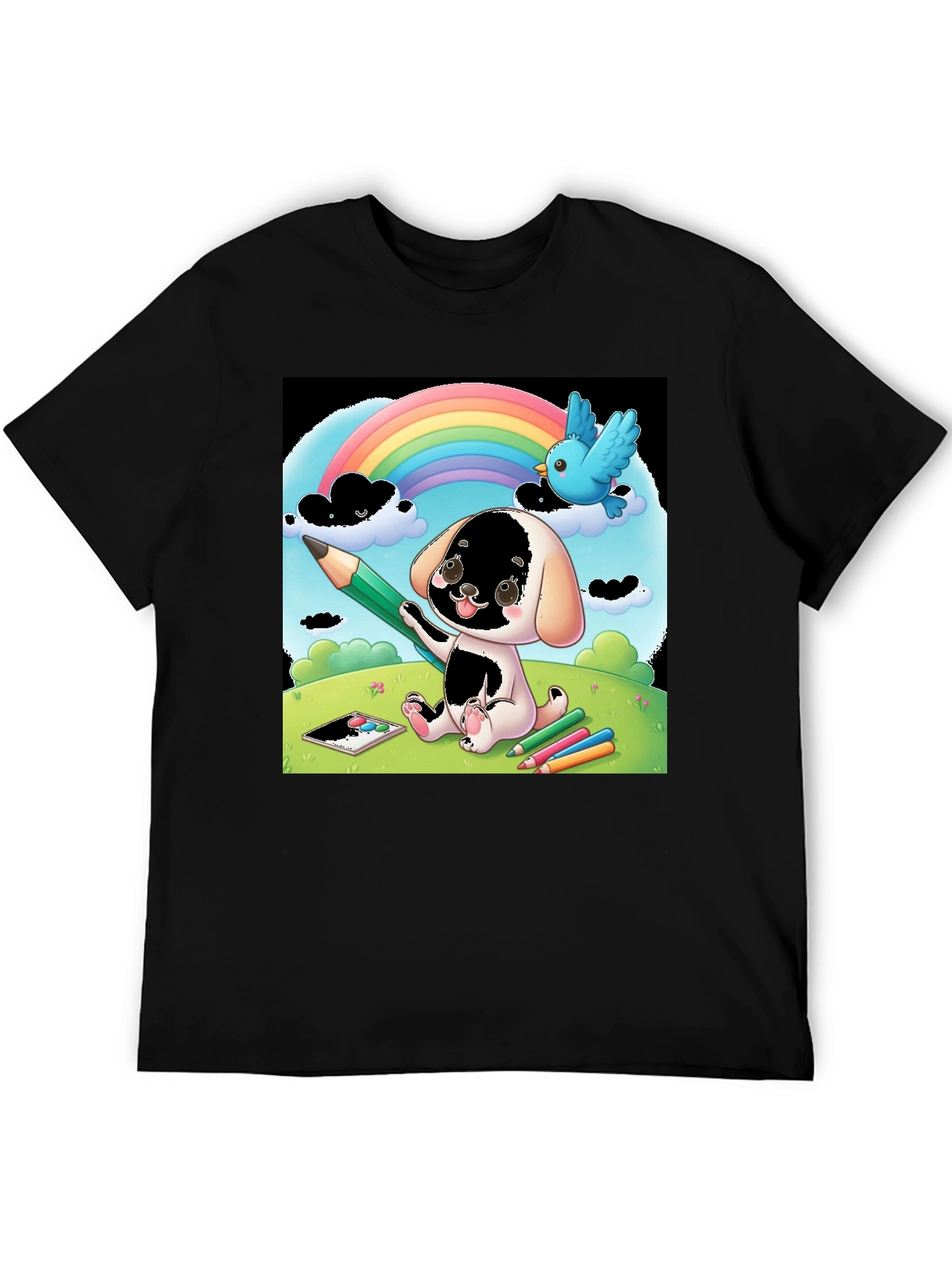 Cartoon Puppy Rainbow T-Shirt