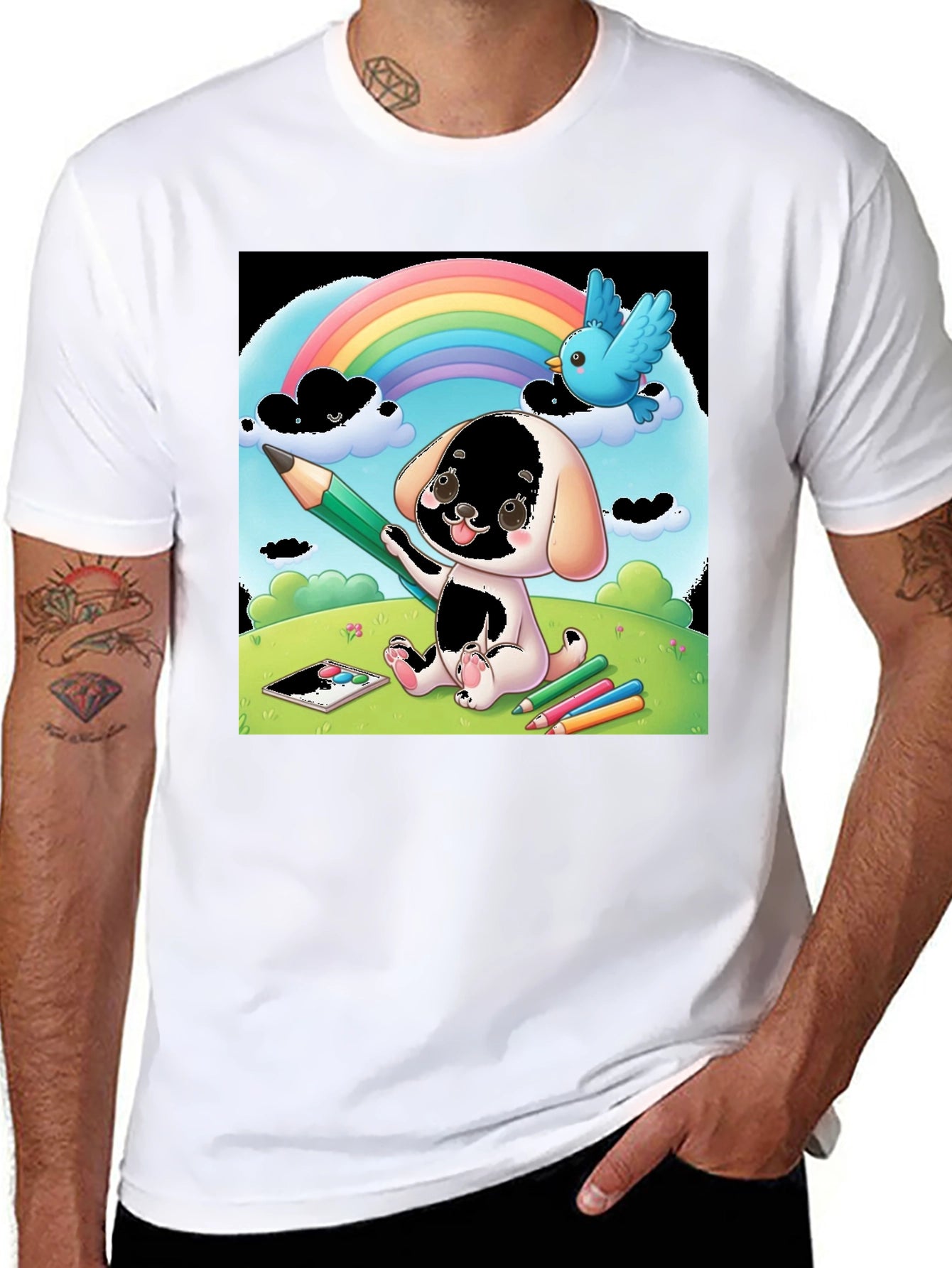 Cartoon Puppy Rainbow T-Shirt