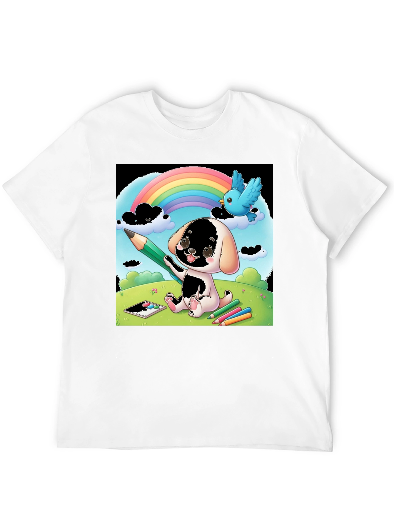 Cartoon Puppy Rainbow T-Shirt
