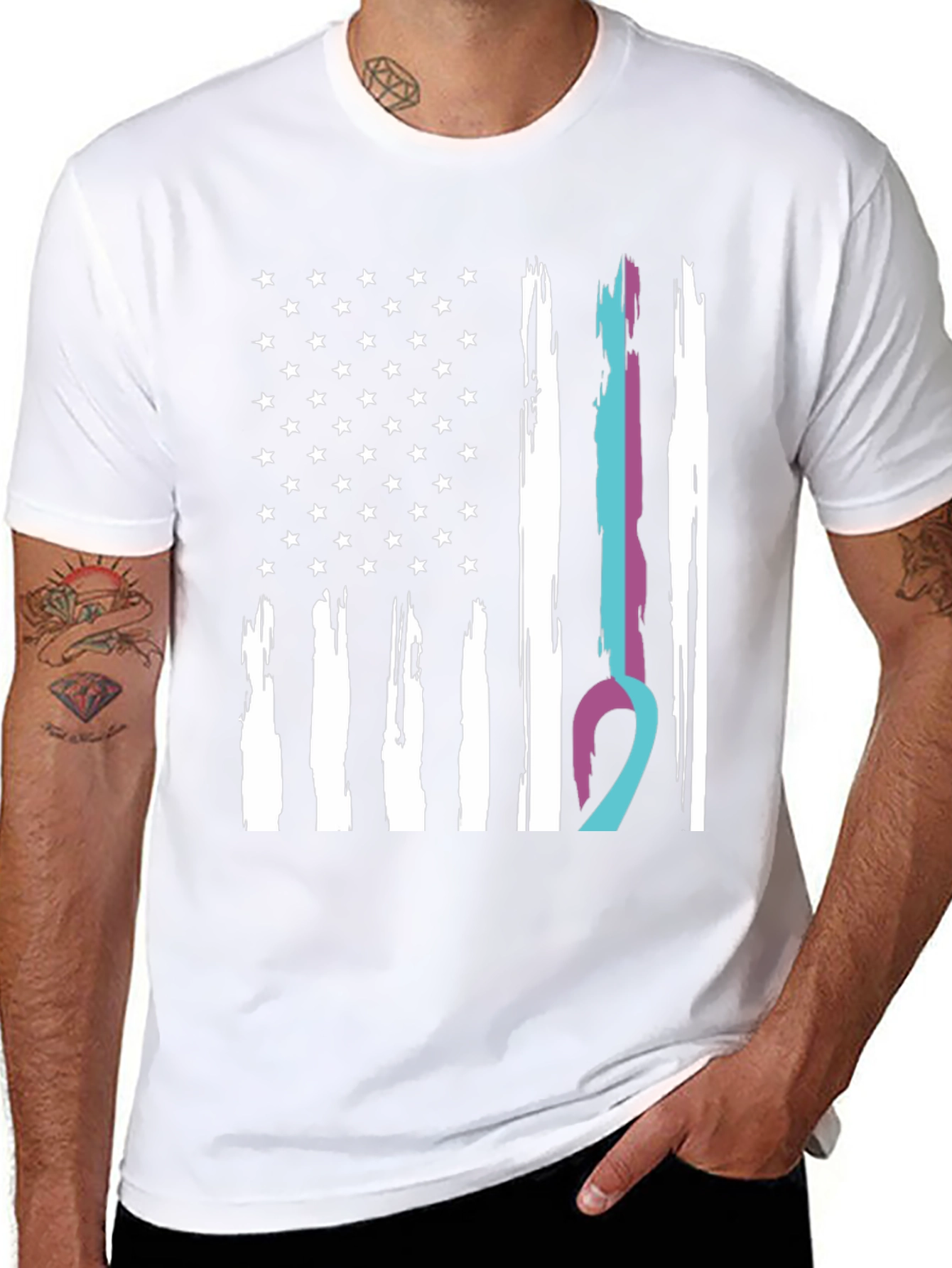 American Flag Ribbon Support T-Shirt
