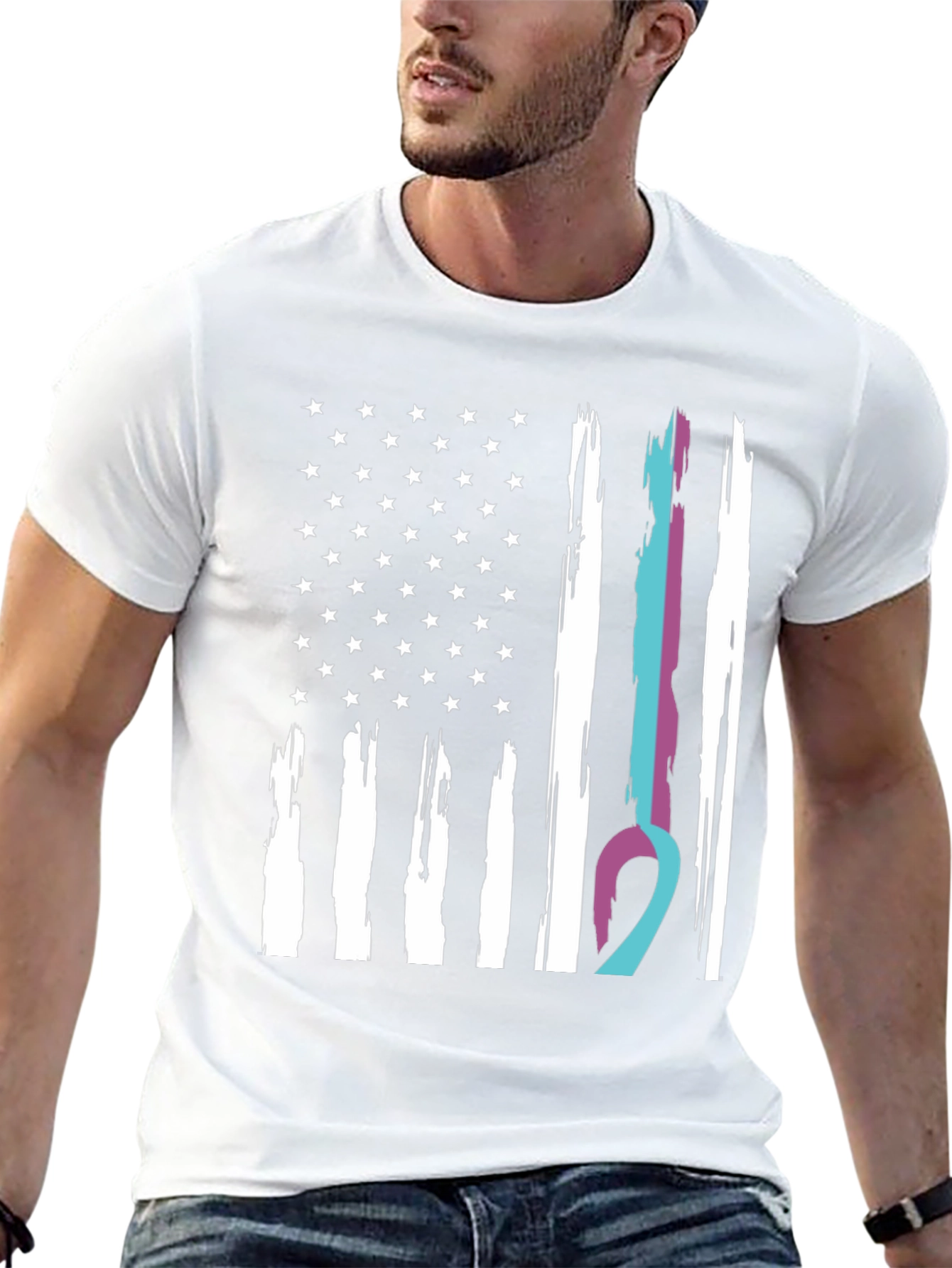 American Flag Ribbon Support T-Shirt