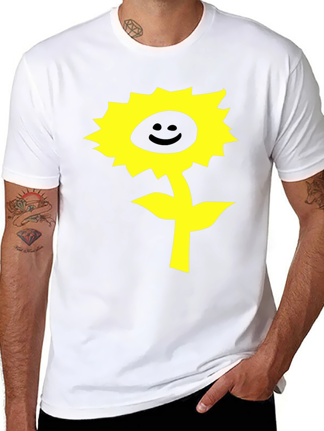 Happy Sunflower Graphic T-Shirt - Black